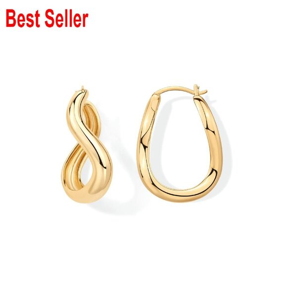 Jewelry - Chunky Wavy Hoop Earrings Lightweight Statement Twisted Endless Wave